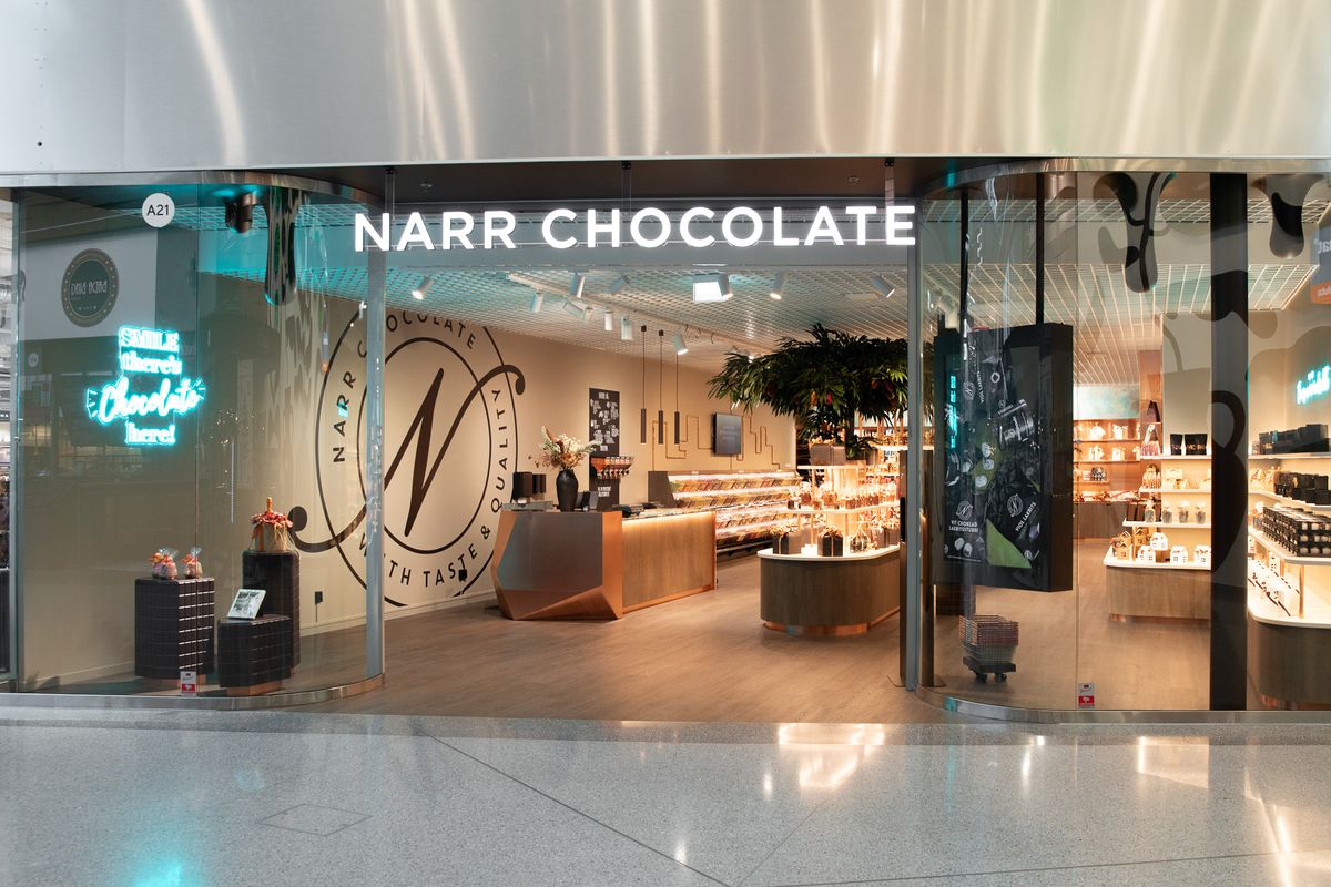 Butiksfasad Narr Chocolate på Asecs
