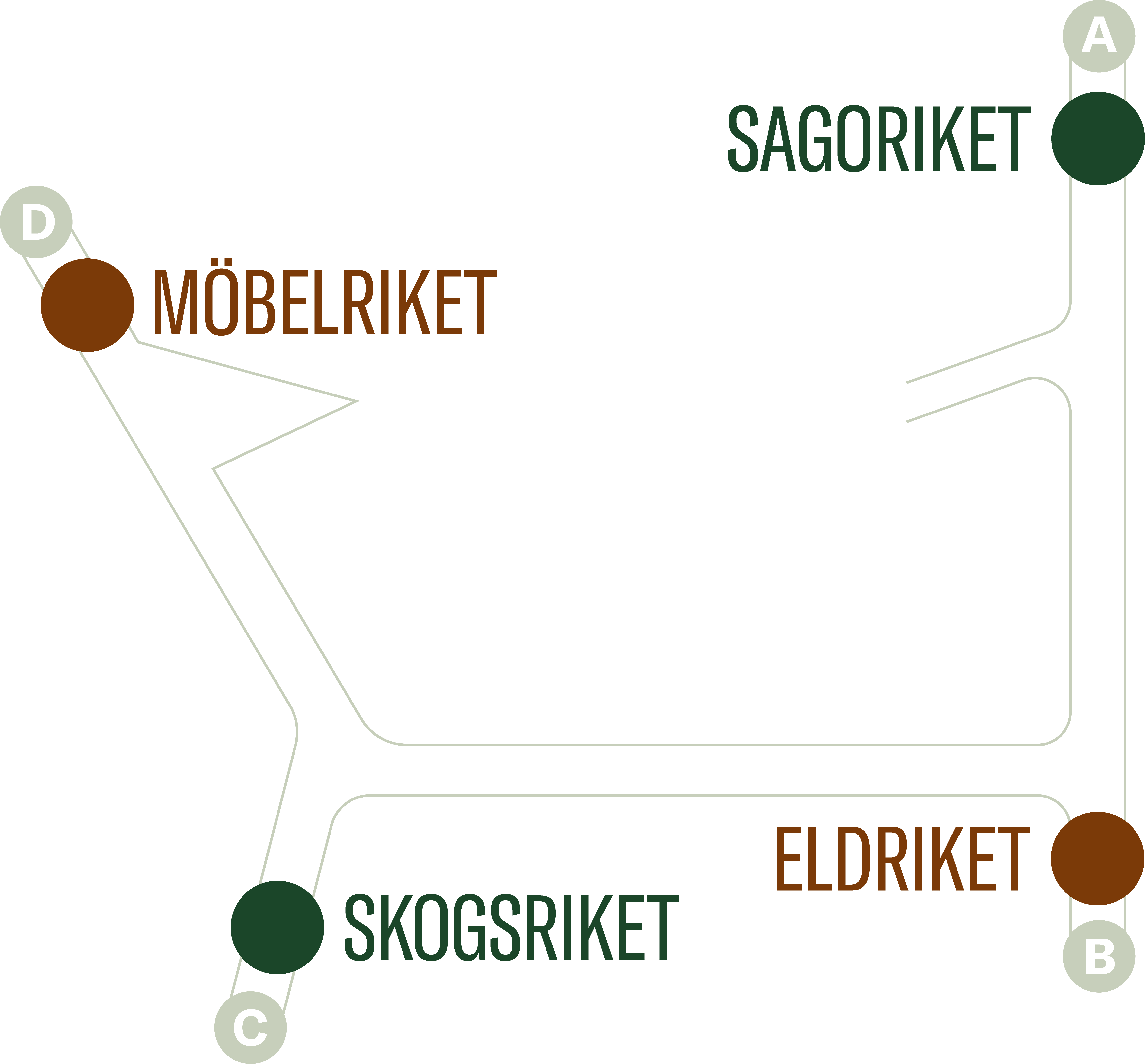 En karta över utställningen "Stolta Småland"
